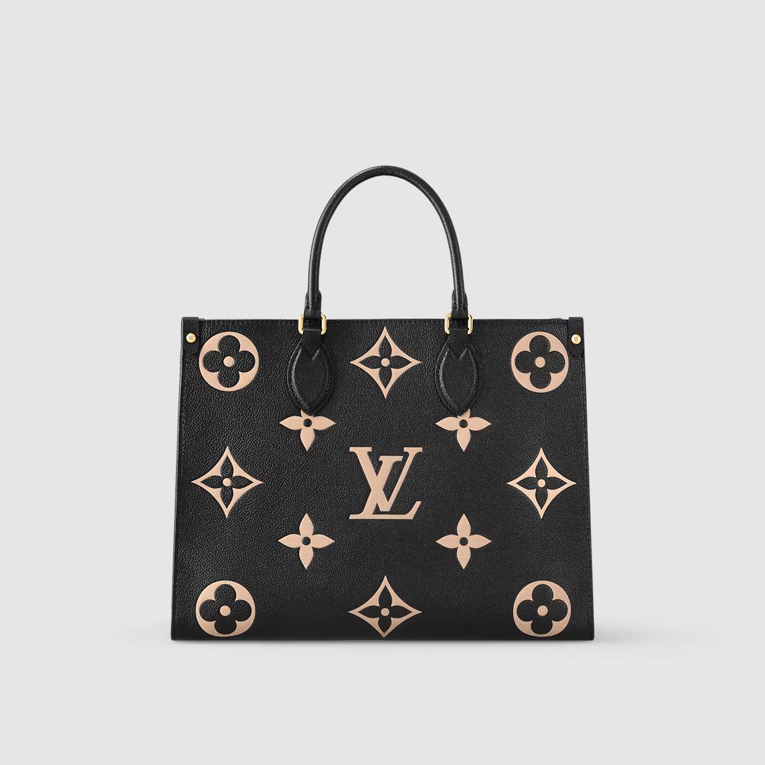Túi Louis Vuitton Onthego Mm Da Bicolor Monogram Empreinte Nữ Đen Be